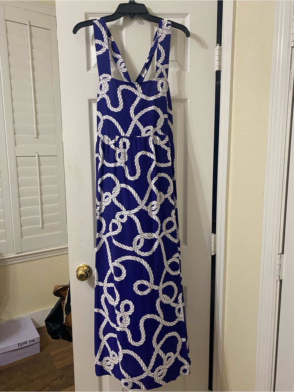 Mlle Gabrielle Blue and White Rope-Print Dress